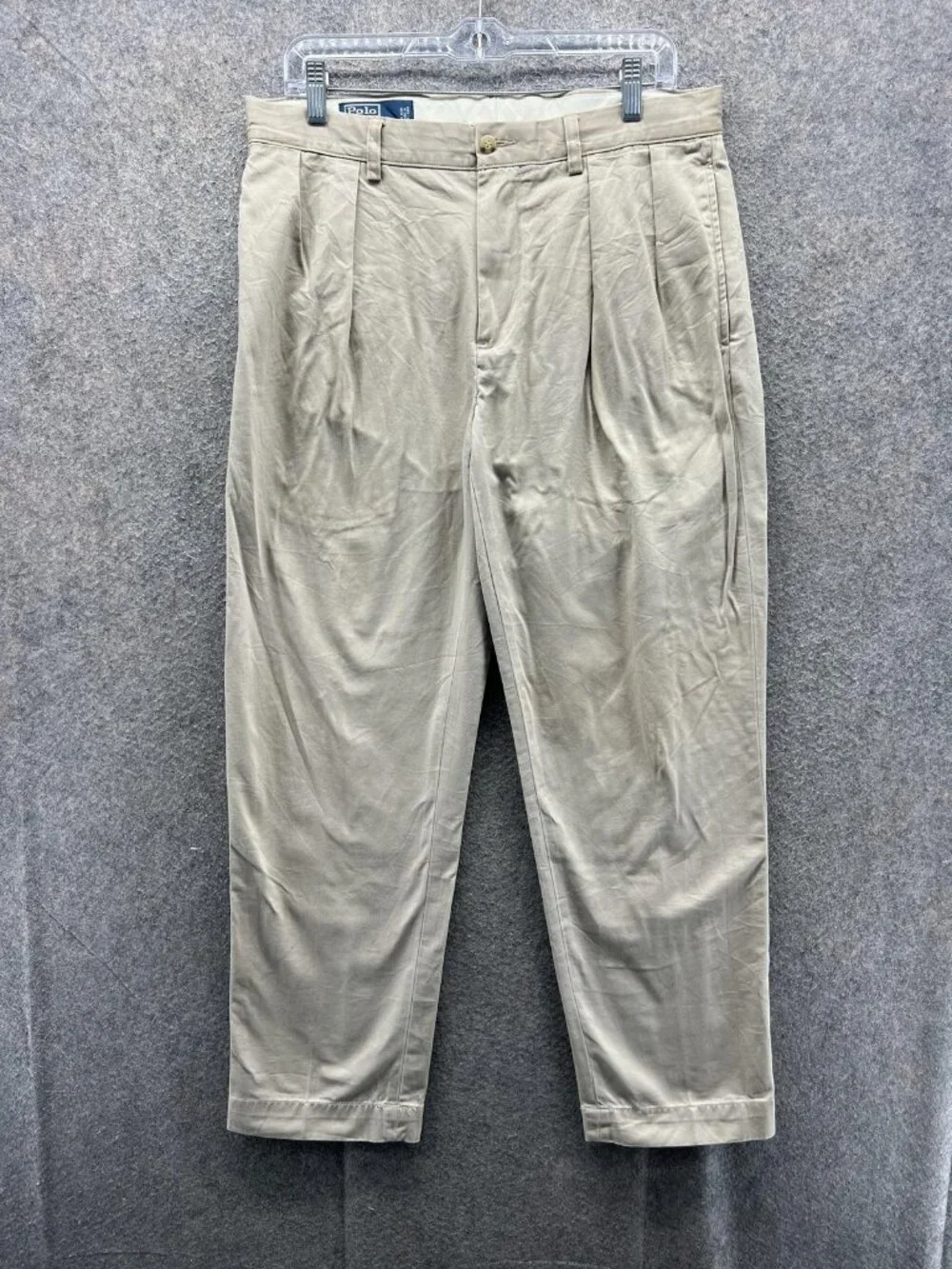 Polo By Ralph Lauren Pants Men 33x30 Beige Chino Pleated Classic Cotton Vintage